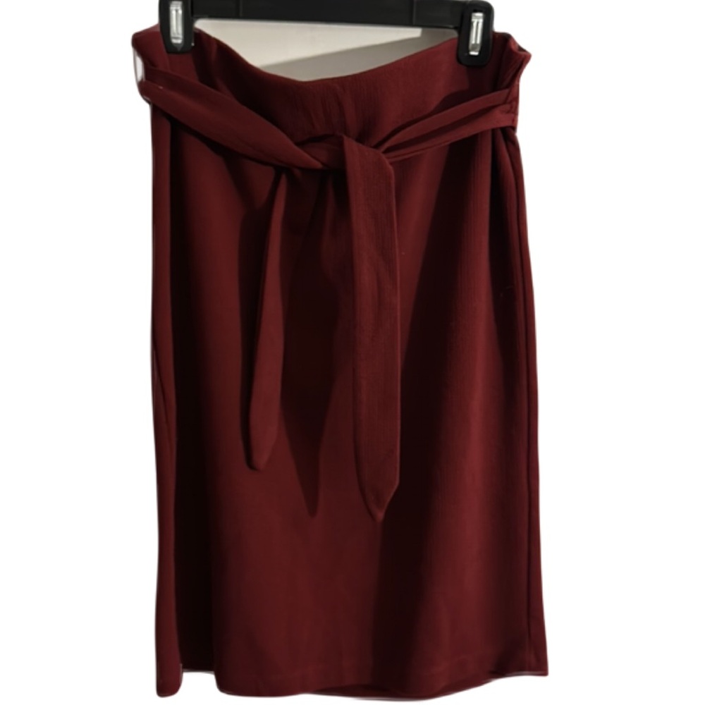 Loft Large red stretch pencil skirt with waist tie